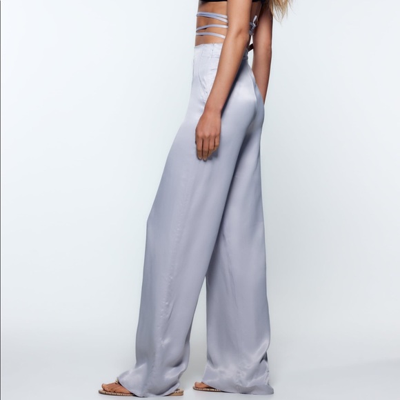 FULL-LENGTH SATIN TROUSERS - Picture 3 of 6